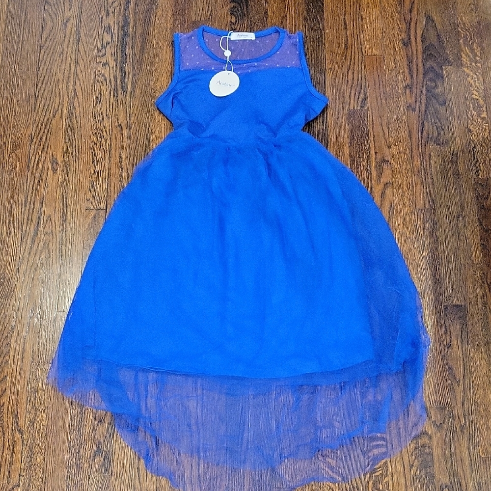 Arshiner Royal Blue Tulle High-Low Girls Dress Size 12